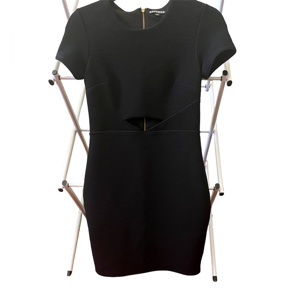 Express Black Ribbed Cut Out Bodycon Mini Dress Size XS